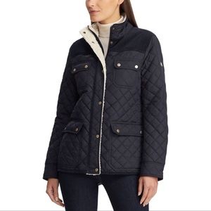 PRICE FIRM🚨 Lauren Ralph Lauren Corduroy-Trim Quilted Jacket in Navy Large
